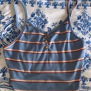 ROMWE Blue-Striped Crop Top